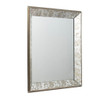 Antique Rectangle Mirror With Floral Accents, Mirrored Display Tray, Hanging Wall Mirror