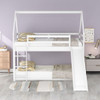 Twin Size Bunk House Bed With Slide And Ladder - White Twin Size Bunk House Bed With Slide And Ladder - White