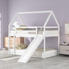 Twin Size Bunk House Bed With Slide And Ladder - White Twin Size Bunk House Bed With Slide And Ladder - White