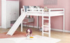 Full Loft Bed With Slide, Multifunctional Design - White Full Loft Bed With Slide, Multifunctional Design - White