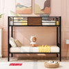 Twin Over Twin Bunk Bunk Bed With Safety Rail, Built In Ladder For Bedroom - Brown Twin Over Twin Bunk Bunk Bed With Safety Rail, Built In Ladder For Bedroom - Brown