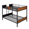 Full Over Full Bunk Bed Modern Style Steel Frame Bunk Bed With Safety Rail, Built-In Ladder For Bedroom - Brown Full Over Full Bunk Bed Modern Style Steel Frame Bunk Bed With Safety Rail, Built-In Ladder For Bedroom - Brown