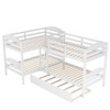Twin L-Shaped Bunk Bed With Trundle - White Twin L-Shaped Bunk Bed With Trundle - White