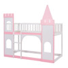 Twin Over Twin Castle Bunk Bed With Ladder - Pink Twin Over Twin Castle Bunk Bed With Ladder - Pink