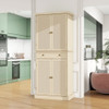 4 Door Storage Cabinet With 1 Drawer And 4 Adjustable Inner Shelves - Natural