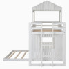 Twin Over Full Bunk Bed, With Playhouse, Farmhouse, Ladder And Guardrails - White