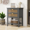 2 Drawer Side Table, Natural Rattan