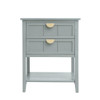 2 Drawer Side Table, American Style, End Table, Suitable For Bedroom, Living Room, Study
