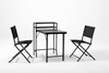 3 Piece Patio Bistro Set, Patio Set Of Foldable Patio Table And Chairs, Outdoor Patio Furniture Sets - Black 3 Piece Patio Bistro Set, Patio Set Of Foldable Patio Table And Chairs, Outdoor Patio Furniture Sets - Black