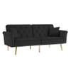 Velvet Tufted Sofa Couch With 2 Pillows And Nailhead Trim
