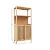 Neutral - Bamboo Storage Cabinet Freestanding With 2 Doors For Bathroom, Living Room, Kitchen, And Entryway - Neutral
