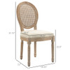 Homcom - French Style Upholstered Dining Chair Set, Armless Accent Side Chairs With Rattan Backrest And Linen-Touch Upholstery (Set of 2) - Cream White Homcom - French Style Upholstered Dining Chair Set, Armless Accent Side Chairs With Rattan Backrest And Linen-Touch Upholstery (Set of 2) - Cream White