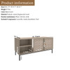 Elegant Veener Weaving Design Coffee Table With 4 Sliding Doors - Natural Wood