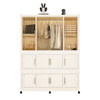 Portable Wardrobe Closet Storage Organizer With 12 Magnetic Doors, 12 Cubes & Hanging Rod - White