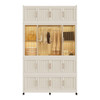 Portable Wardrobe Closet Storage Organizer With Magnetic Doors, Polypropylene - Cream White