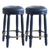 360° Swivel Wooden Barstools With Upholstered Seat, Counter Height (Set of 2)