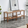Modern Double Deck TV Cabinet With Open Storage Shelf, Rounded Legs