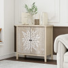 2 Door Carved Storage Cabinet With Adjustable Shelf, Accent Furniture