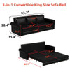 Pull Out Sofa Bed 3 In 1 Velvet Convertible Sleeper Sofa With Nailhead Trim & Rolled Arm, Multi Functional