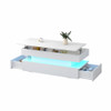 Contemporary Foldable Coffee Table With Drawers And LED, 3 Tier Design