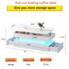 Contemporary Foldable Coffee Table With Drawers And LED, 3 Tier Design