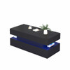 Contemporary Foldable Coffee Table With Drawers And LED, 3 Tier Design