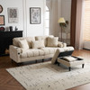 3 Seat L-Shaped Chenille Sofa With Removable And Storage Ottoman, Side Storage, And USB / C - Type Charging Ports Sofa For Living Room