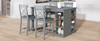 Solid Wood Farmhouse Counter Height Dining Table Set With 3 Tier Storage Shelves