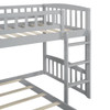 Twin Over Twin Classic Bunk Bed With Slide And Ladder - Gray