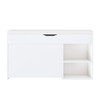 Modern Design Entryway Bench With Adjustable 3 Tier Flip-Up Drawers And Hidden Cabinet - White