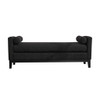 Elegant Upholstered Bench, Daybed, Ottoman With Wood Legs & 2 Bolster Pillows - Black Boucle