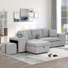 Pull Out Sleeper Sofa Reversible L-Shape 3 Seat Sectional Couch With Storage Chaise And 2 Stools For Living Room Furniture Set - Gray Pull Out Sleeper Sofa Reversible L-Shape 3 Seat Sectional Couch With Storage Chaise And 2 Stools For Living Room Furniture Set - Gray