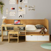 Daybed With Storage Shelves And Lockers, Multi Functional Bed With Study Desk And Matching Stool Daybed With Storage Shelves And Lockers, Multi Functional Bed With Study Desk And Matching Stool