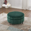 Upholstered Round Ottoman With Reversible Lid, Channel Tufted Pumpkin Shape Upholstered Round Ottoman With Reversible Lid, Channel Tufted Pumpkin Shape