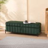 Wide Upholstered Velvet Storage Soft Bench Ottoman With Metal Legs
