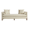 Upholstered Chaise Lounge Indoor With Nailheads, Sleeper Sofa Couch With 4 Throw Pillows & 2 Bolsters, Daybed With Rubberwood Legs