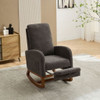 High Back Glider Rocking Chair With Retractable Footrest And Rubber Wood Legs