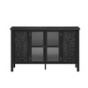 Retro TV Stand With 3 Spacious Cabinets, Glass Cabinet Doors And Anti-Tip Device