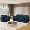 Modern Upholstered Chenille Loveseat And Armchair Set With Pillows