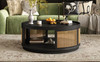 Round Cane Coffee Table With Rattan Side