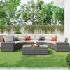 8 Pieces Outdoor Wicker Round Sofa Set, Half-Moon Sectional Sets All Weather, Curved Sofa Set With Rectangular Coffee Table, PE Rattan Water-Resistant And UV Protected, Movable Cushion 8 Pieces Outdoor Wicker Round Sofa Set, Half-Moon Sectional Sets All Weather, Curved Sofa Set With Rectangular Coffee Table, PE Rattan Water-Resistant And UV Protected, Movable Cushion