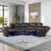 Modern Faux Leather Manual Reclining With Center Console And LED Light Strip, Living Room Furniture Set, PU Symmetrical Couch With 2 Cup Holders And Storage For Living Room Modern Faux Leather Manual Reclining With Center Console And LED Light Strip, Living Room Furniture Set, PU Symmetrical Couch With 2 Cup Holders And Storage For Living Room