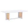 Chinese Style White Solid Wood And Imitation Rattan Coffee Table