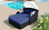 Outdoor Sunbed With Adjustable Canopy, Daybed With Pillows, Double Lounge, PE Rattan Daybed