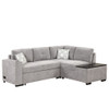 Sectional Pull-Out Sofa Bed L-Shaped Corner Sofa Couch With Storage Chaise, USB Ports, Power Sockets, Cup Holder For Living Room, Bedroom, Study
