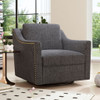 360 Degree Swivel Armchair, Skin Friendly Fabric, Ergonomic Design, Brass Nail Decorative Armchair