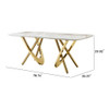 Marble Pattern Dining Table With Stainless Steel Base, Rectangular, Seats 6 Or 8 - Gold