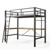 Twin Metal Loft Bed With L - Shaped Desk, Charging Station Loft Bed Frame Twin Size, Safety Guard & Ladder, No Box Spring Needed - Black Twin Metal Loft Bed With L - Shaped Desk, Charging Station Loft Bed Frame Twin Size, Safety Guard & Ladder, No Box Spring Needed - Black