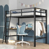 Twin Metal Loft Bed With L - Shaped Desk, Charging Station Loft Bed Frame Twin Size, Safety Guard & Ladder, No Box Spring Needed - Black Twin Metal Loft Bed With L - Shaped Desk, Charging Station Loft Bed Frame Twin Size, Safety Guard & Ladder, No Box Spring Needed - Black