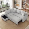L-Shaped Sectional Pull Out Sofa Bed Sleeper Sofa With Two USB Ports, Two Power Sockets And A Movable Storage Ottoman L-Shaped Sectional Pull Out Sofa Bed Sleeper Sofa With Two USB Ports, Two Power Sockets And A Movable Storage Ottoman
